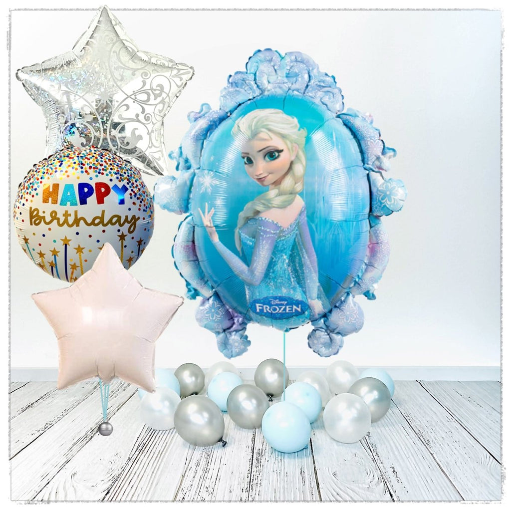 XXL Eiskönigin Rahmen (Schwestern) Happy Birthday Ballon Bouquet (mit Helium gefüllt) - Liscenced Bouquet