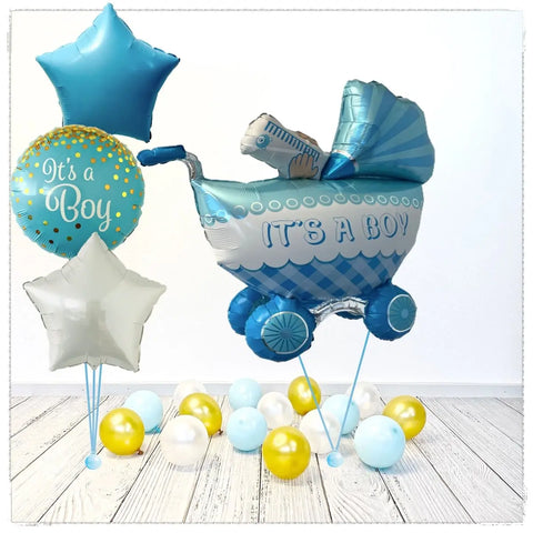 XXL It's a Boy Buggy Ballon Bouquet (mit Helium gefüllt)
