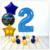 Numéro Ballon Anniversaire Bleu 2 Bouquet (Rempli d'Hélium) 