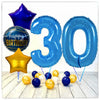 Numéro Ballon Anniversaire Bleu 30 Bouquet (Rempli d'Hélium) 