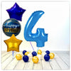 Numéro Ballon Anniversaire Bleu 4 Bouquet (Rempli d'Hélium) 