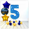 Numéro Ballon Anniversaire Bleu 5 Bouquet (Rempli d'Hélium) 