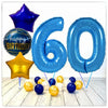 Numéro Ballon Anniversaire Bleu 60 Bouquet (Rempli d'Hélium) 