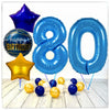 Numéro Ballon Anniversaire Bleu 80 Bouquet (Rempli d'Hélium) 