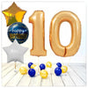 Numéros ballon anniversaire or 10 bouquet (rempli d'hélium) 
