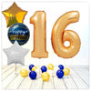 Numéro ballon anniversaire or 16 bouquet (rempli d'hélium) 