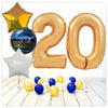 Nombre Ballon Anniversaire or 20 Bouquet (rempli d'hélium) 