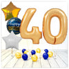 Nombre Ballon Anniversaire or 40 Bouquet (rempli d'hélium) 