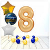 Numéros ballon anniversaire or 8 bouquet (rempli d'hélium) 