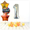 Nombre Ballon Anniversaire holographique argent 1 bouquet (rempli d'hélium) 