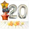 Numéros ballon anniversaire holographique argent 20 bouquet (rempli d'hélium) 
