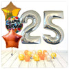 Numéro ballon anniversaire holographique argent 25 bouquet (rempli d'hélium) 