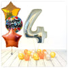 Nombres Ballon Anniversaire holographique argent 4 bouquet (rempli d'hélium) 