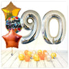 Numéros Ballon Anniversaire bouquet holographique argent 90 (rempli d'hélium) 