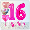 Numéro Ballon Anniversaire Princesse rose 16 Bouquet (rempli d'hélium) 