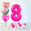 Numéro Ballon Anniversaire Princesse rose 8 bouquet (rempli d'hélium) 