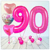 Numéro Ballon Anniversaire Princesse rose 90 bouquet (rempli d'hélium) 