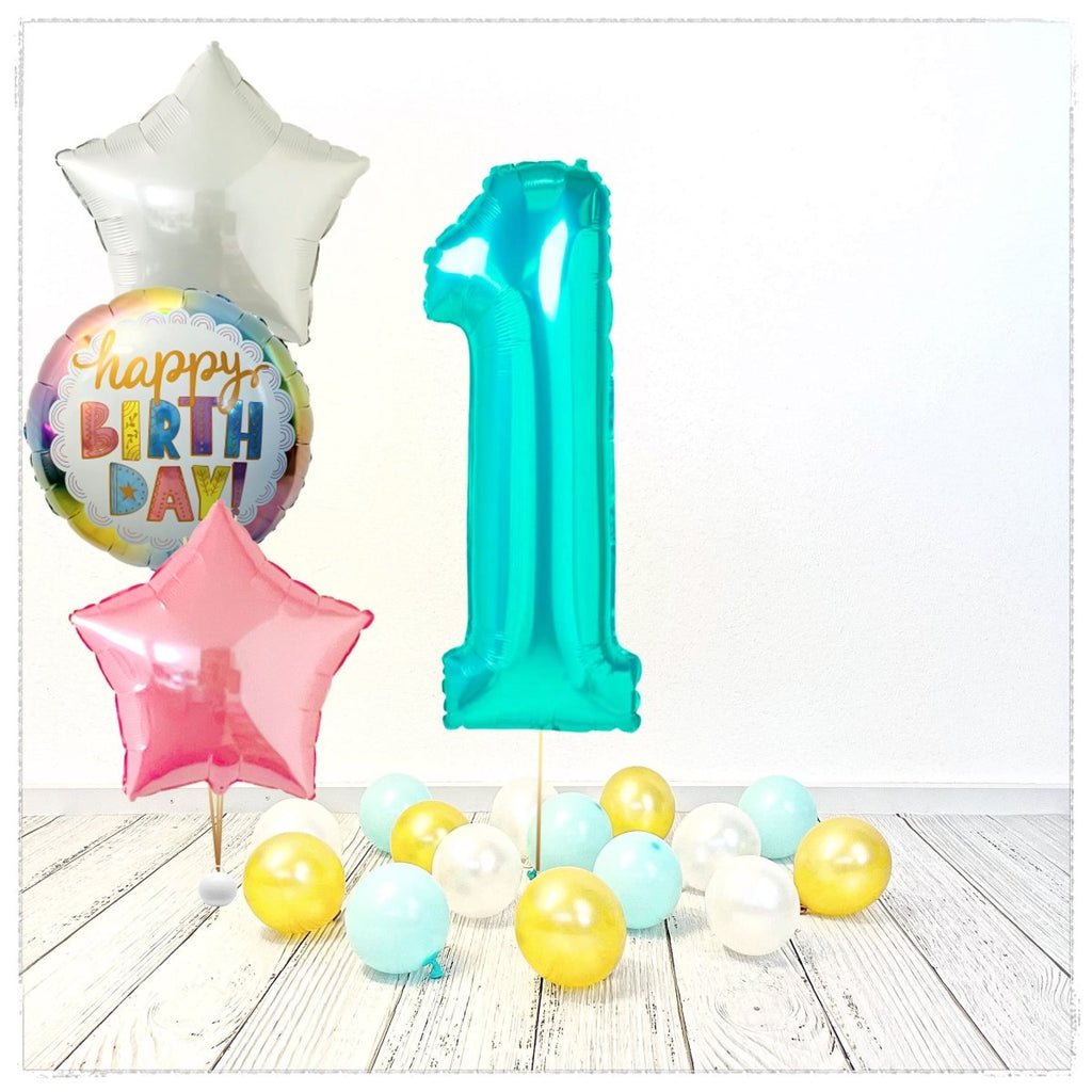Zahlen Ballon Birthday Tiffany 1 Bouquet (mit Helium gefüllt) - Zahlen Ballon tiffany Bouquet