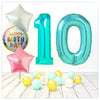 Numéro ballon anniversaire Tiffany 10 bouquet (rempli d'hélium) 