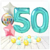 Numéro ballon anniversaire Tiffany 50 bouquet (rempli d'hélium) 