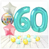 Numéro ballon anniversaire Tiffany 60 bouquet (rempli d'hélium) 