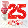 Nombre Ballon Anniversaire avec Amour Rouge 25 Bouquet (Rempli d'Hélium) 