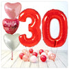 Nombre Ballon Anniversaire avec Amour Bouquet Rouge 30 (Rempli d'Hélium) 