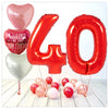 Nombre Ballon Anniversaire avec Amour Rouge 40 Bouquet (Rempli d'Hélium) 
