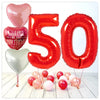 Nombre Ballon Anniversaire avec Amour Bouquet Rouge 50 (Rempli d'Hélium) 