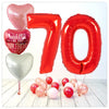 Nombre Ballon Anniversaire avec Amour Bouquet Rouge 70 (Rempli d'Hélium) 
