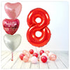 Numéro Ballon Anniversaire avec Amour Rouge 8 Bouquet (Rempli d'Hélium) 