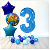 Numéro Ballon Joyeux Anniversaire Bleu 3 Bouquet (Rempli d'Hélium) 