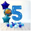 Numéro Ballon Joyeux Anniversaire Bleu 5 Bouquet (Rempli d'Hélium) 