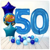Numéro Ballon Joyeux Anniversaire Bleu 50 Bouquet (Rempli d'Hélium) 