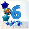 Numéro Ballon Joyeux Anniversaire Bleu 6 Bouquet (Rempli d'Hélium) 