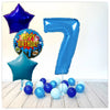 Zahlen Ballon Happy Birthday Blau 7 Bouquet (mit Helium gefüllt)