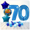Numéro Ballon Joyeux Anniversaire Bleu 70 Bouquet (Rempli d'Hélium) 