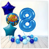 Numéro Ballon Joyeux Anniversaire Bleu 8 Bouquet (Rempli d'Hélium) 