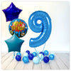 Numéro Ballon Joyeux Anniversaire Bleu 9 Bouquet (Rempli d'Hélium) 