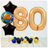 Nombre Ballon Joyeux Anniversaire or 80 bouquet (rempli d'hélium) 