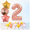 Ballon Numéro Joyeux Anniversaire Or Rose 2 Bouquet (Rempli d'Hélium) 