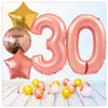 Numéro Ballon Joyeux Anniversaire Or Rose 30 Bouquet (Rempli D'Hélium) 