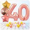 Numéro Ballon Joyeux Anniversaire Or Rose 40 Bouquet (Rempli d'Hélium) 
