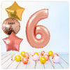 Numéro Ballon Joyeux Anniversaire Or Rose 6 Bouquet (Rempli d'Hélium) 