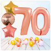 Numéro Ballon Joyeux Anniversaire Or Rose 70 Bouquet (Rempli d'Hélium) 