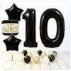 Numéro Ballon Joyeux Anniversaire Noir 10 Bouquet (Rempli d'Hélium) 
