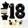 Numéro Ballon Joyeux Anniversaire Noir 18 Bouquet (Rempli d'Hélium) 