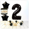 Ballon Numéro Joyeux Anniversaire Noir 2 Bouquet (Rempli d'Hélium) 