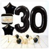 Numéro Ballon Joyeux Anniversaire Noir 30 Bouquet (Rempli d'Hélium) 