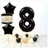 Numéro Ballon Joyeux Anniversaire Noir 8 Bouquet (Rempli d'Hélium) 